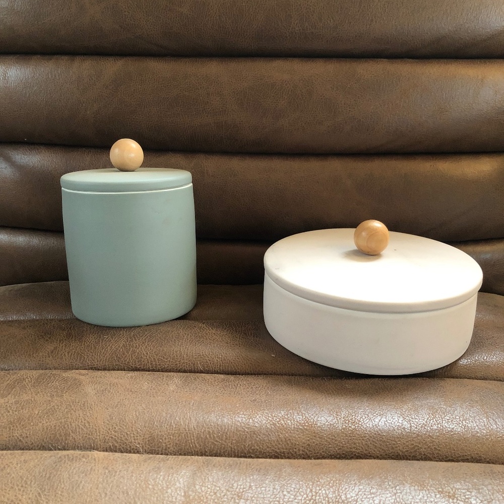 Studio McGee green pink ceramic set of 2 containers